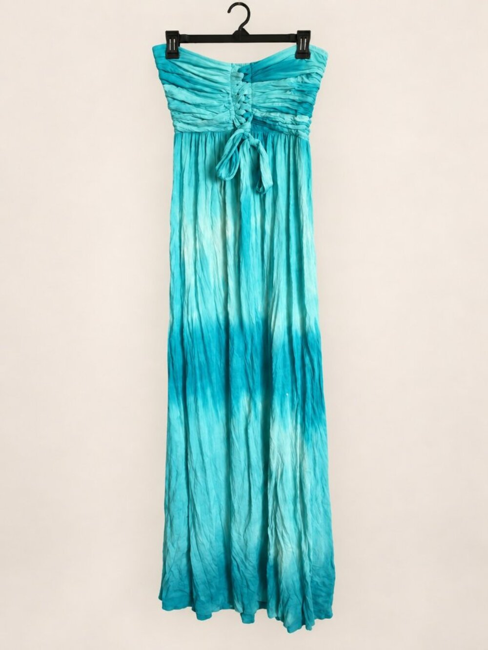 Aqua Ombre Strapless Tie Front Maxi Dress Size L